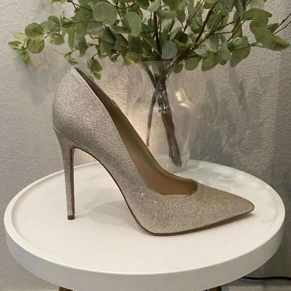 Sam Edelman Shoes - Sam Edelman Glitter Pointed-Toe Stiletto Pump - Champagne Gold